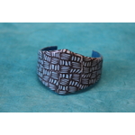 Bracelet Manchette en Pâte Polymère, noir et bleu ciel