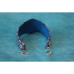 Bracelet Manchette en Pâte Polymère, noir et bleu ciel (2)