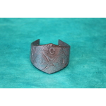 Bracelet Manchette Forme Diadème Pâte Polymère Recouvert de Paillette Rose et Impression Losange (3)