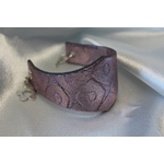 Bracelet Manchette Forme Diadème Pâte Polymère Recouvert de Paillette Rose et Impression Losange (6)