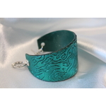 Bracelet Manchette Forme Pâte Polymère Recouvert de Paillette Verte et Impression (5)