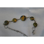 Bracelet Support Acier Argenté à 5 Cabochons. Déco en pâte Polymère Marbré Jaune dOr, Gris Argenté (3)