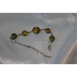 Bracelet Support Acier Argenté à 5 Cabochons. Déco en pâte Polymère Marbré Jaune dOr, Gris Argenté (2)