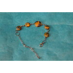 Bracelet Support Acier Argenté à 5 Cabochons. Déco en pâte Polymère Marbré Jaune d'Or, Gris Argenté (4)