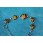 Bracelet Support Acier Argenté à 5 Cabochons. Déco en pâte Polymère Marbré Jaune dOr, Gris Argenté (5)