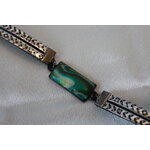 Bracelet Support Acier Noir Cabochons Rectangulaire. Déco en pâte PolymèreMarbré Multicolores (3)