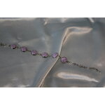 Bracelet Support Acier Argenté à 6 Cabochons. Déco en pâte Polymère Blanc et Parme (4)