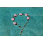 Bracelet Support Acier Argenté à 6 Cabochons. Déco en pâte Polymère Blanc et Parme