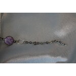 Bracelet Support Acier Argenté à 6 Cabochons. Déco en pâte Polymère Blanc et Parme (6)