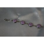 Bracelet Support Acier Argenté à 6 Cabochons. Déco en pâte Polymère Blanc et Parme (7)