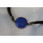 Bracelet Support Acier couleur Bronze à 1 Cabochons. Déco en pâte Polymère 2 tons Bleu et Rose (2)