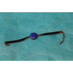 Bracelet Support Acier couleur Bronze à 1 Cabochons. Déco en pâte Polymère 2 tons Bleu et Rose (4)
