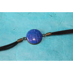 Bracelet Support Acier couleur Bronze à 1 Cabochons. Déco en pâte Polymère 2 tons Bleu et Rose (3)