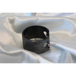 Bracelet Manchette  Droit Pâte Polymere et paillette Argenté avec des impressions (5)