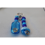 Parure-Collier-Boucle dOreille-Perles de Verre Bleus