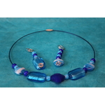 Parure-Collier-Boucle d'Oreille-Perles de Verre Bleus (4)