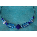 Parure-Collier-Boucle dOreille-Perles de Verre Bleus (5)