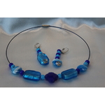 Parure-Collier-Boucle dOreille-Perles de Verre Bleus (2)