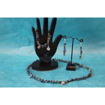 Parure-Bracelet-Collier-Boucle d'Oreille-Perles de Chrysocolle Véritable