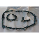 Parure-Bracelet-Collier-Boucle dOreille-Perles de Chrysocolle Véritable (10)
