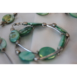Parure-Collier-Bracelet-Boucle dOreille-Nacre Vert et Perles Métal (7)