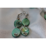 Parure-Collier-Bracelet-Boucle dOreille-Nacre Vert et Perles Métal (9)