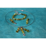 Parure-Collier-Bracelet-Boucle d'Oreille-Perles de Péridot Verte Véritable (5)
