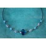 Parure-Collier-Boucle dOreille-Perles de Verre Bleues à Motifs (4)