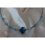 Parure-Collier-Boucle dOreille-Perles de Verre Bleues à Motifs (7)