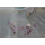 Parure-Collier-Boucle dOreille-Perles de Quartz Véritable et Perles de Verre Roses (3)