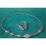 Parure-Collier-Boucle d'Oreille-Perles de Quartz Véritable et Perles de Verre Roses (6)