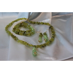 Parure-Collier-Bracelet-Boucle dOreille-Perles de Fluorine Verte