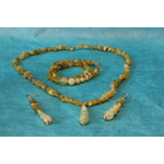 Parure-Collier-Bracelet-Boucle d'Oreille-Perles de Fluorine Verte Véritable (9)
