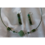 Parure-Collier-Boucle dOreille en Perles de Serpentine Véritable (4)