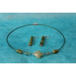 Parure-Collier-Boucle d'Oreille en Perles de Serpentine Véritable (6)