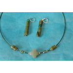 Parure-Collier-Boucle dOreille en Perles de Serpentine Véritable (7)