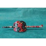 Barette-Chignon-Polymere-Fleurs-Rose-Turquoise