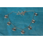 Collier Chaine Acier Argenté, Connecteurs en Fils de Cuivre Argentré en Forme de Spirale et Perles Etoile Métal Argenté