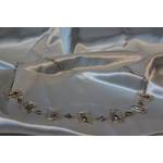 Collier Chaine Argenté, Connecteur en Fil de Cuivre Argenté etr Perle Métal Argenté