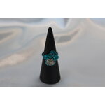 Bague Fil de dAliminium Bleu et Perle Métallique (5)