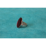 Bague Support Acier Inoxydable et Résine Rouge (2)