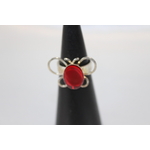 Bague Support Papillon Acier Inoxydable et Résine Rouge (3)