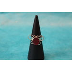 Bague Support Papillon Acier Inoxydable et Résine Rouge (6)