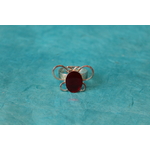 Bague Support Papillon Acier Inoxydable et Résine Rouge (5)
