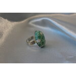 Bague Support Acier Inoxydable Argenté et Pâte Polymere Verte et Blanche (3)