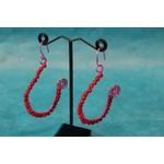 Boucle dOreille Fil Aluminium Rose et Perles de Corail Rouge (4)