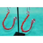 Boucle dOreille Fil Aluminium Rose et Perles de Corail Rouge (6)