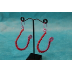 Boucle dOreille Fil Aluminium Rose et Perles de Corail Rouge (5)