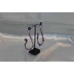 Boucle dOreille Fil Aluminium Violet et Perles dAgate Violette Craquelées