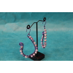 Boucle d'Oreille Fil Aluminium Violet et Perles d'Agate Violette Craquelées (4)